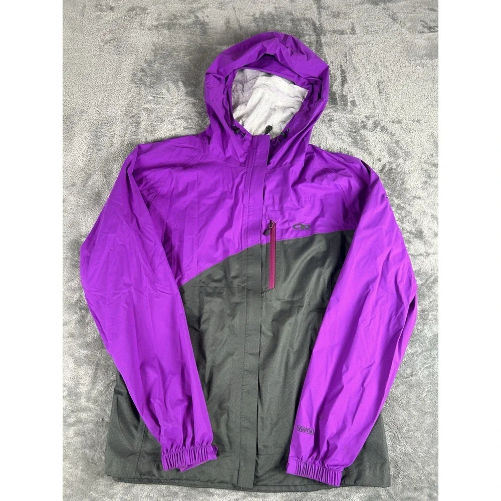 Outdoor Research Panorama Point Purple Gray Lightweight Rain Jacket Size XL